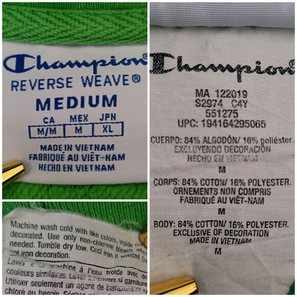 Champion Reverse Weave Lime Green‎ Hoodie Size Medium Slimepunk Milleniwave - Picture 7 of 9